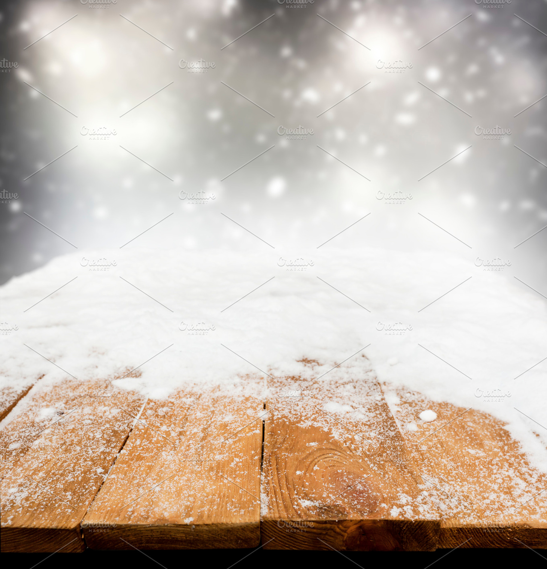 A desk covered by snow featuring winter, background, and snow, an Abstract Photo by Olegkalina