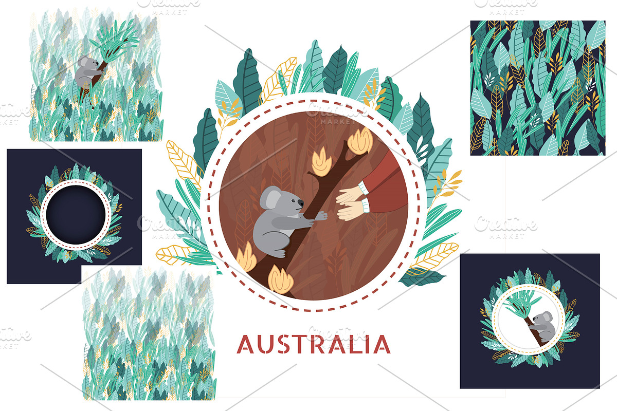 Set of australian flora.Koala design, a Card Template by DeMih (Photo 3 of 5)