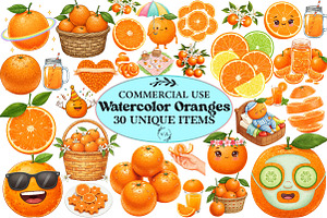 Watercolor Oranges Clipart, an Illustration by Craft Nest