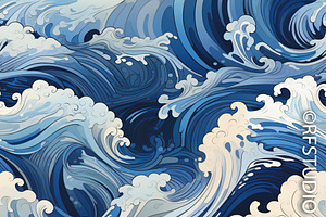 Mighty Sea Waves. Seamless Bundle 2