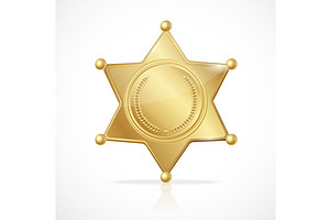 Vector Sheriff Badge Star Set