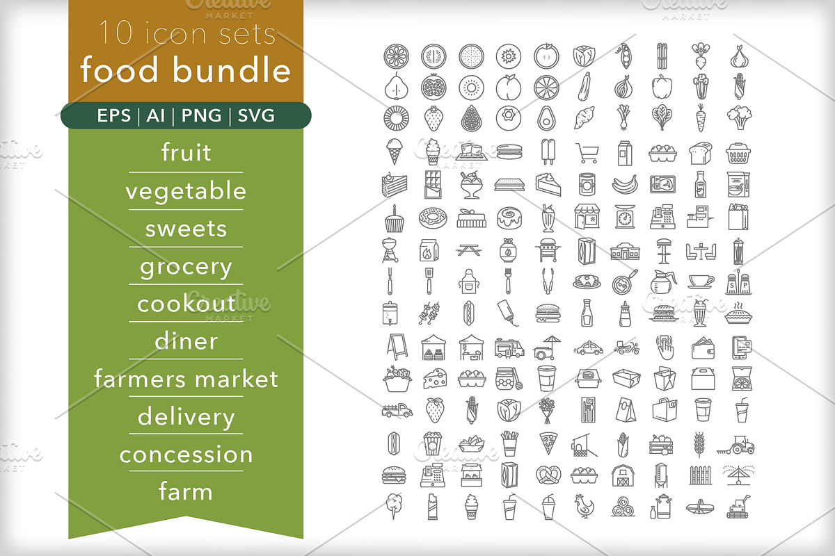 Food 10-pack icon bundle, an Outline Icon by Picture Window (Photo 1 of 12)