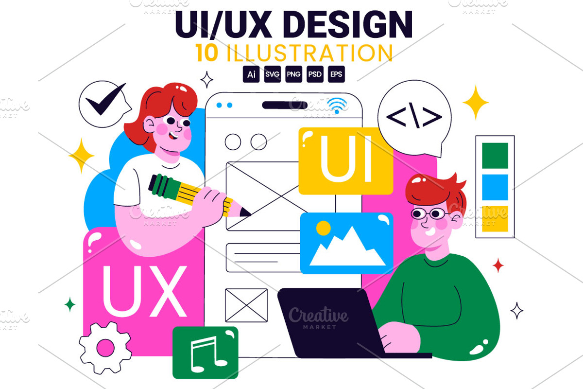 10 Ui Ux Design Vector Illustration, a Technology Illustration by denayunebgt (Photo 1 of 4)