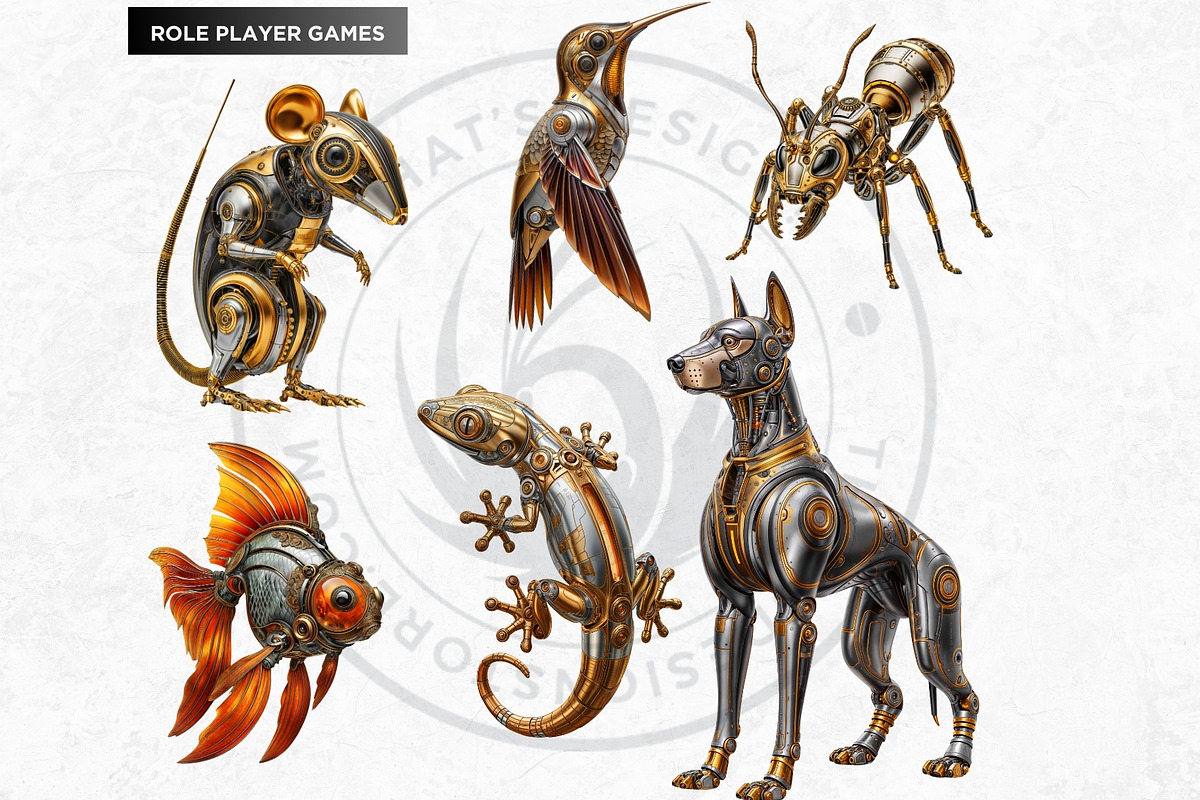Steampunk Robots Cliparts, a Decorative Illustration by ThatsDesignArt (Photo 11 of 13)