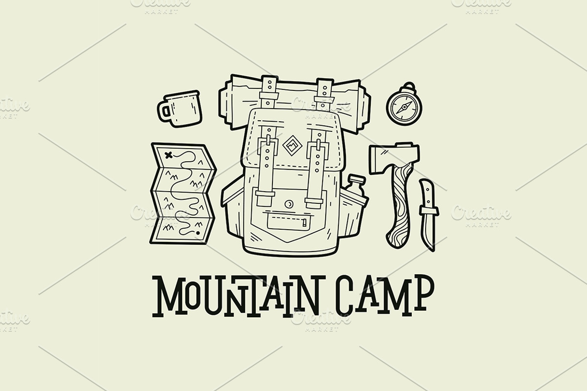 Let's go camping illustration set, an Illustration by tetiana.svirska (Photo 3 of 13)