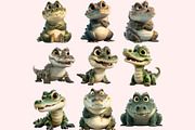 Funny Crocodile Clipart PNG Bundle, a Graphic by M9 Design (Thumbnail 2 of 9)