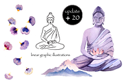 Ommm... watercolor clipart set, an Illustration by masha gross (Thumbnail 1 of 5)