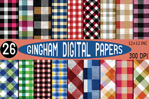 Gingham Pattern Digital Papers Set, a Pattern Graphic by SVGArt