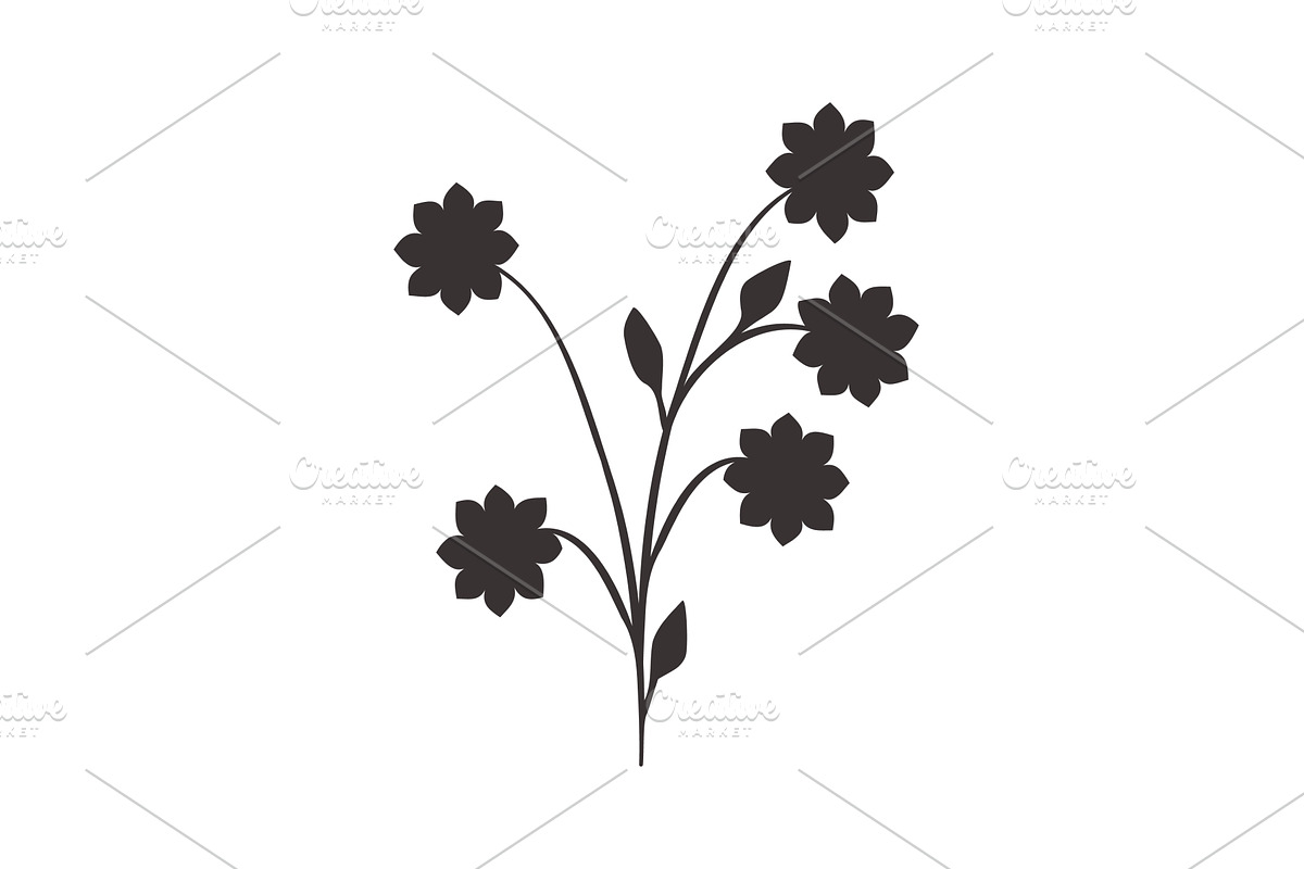 Elegant black flower silhouette, an Object Illustration by okskukuruza