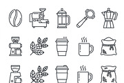 Bundles Set Coffee Roastery Icons, an Outline Icon by adenpinkstore (Thumbnail 2 of 12)