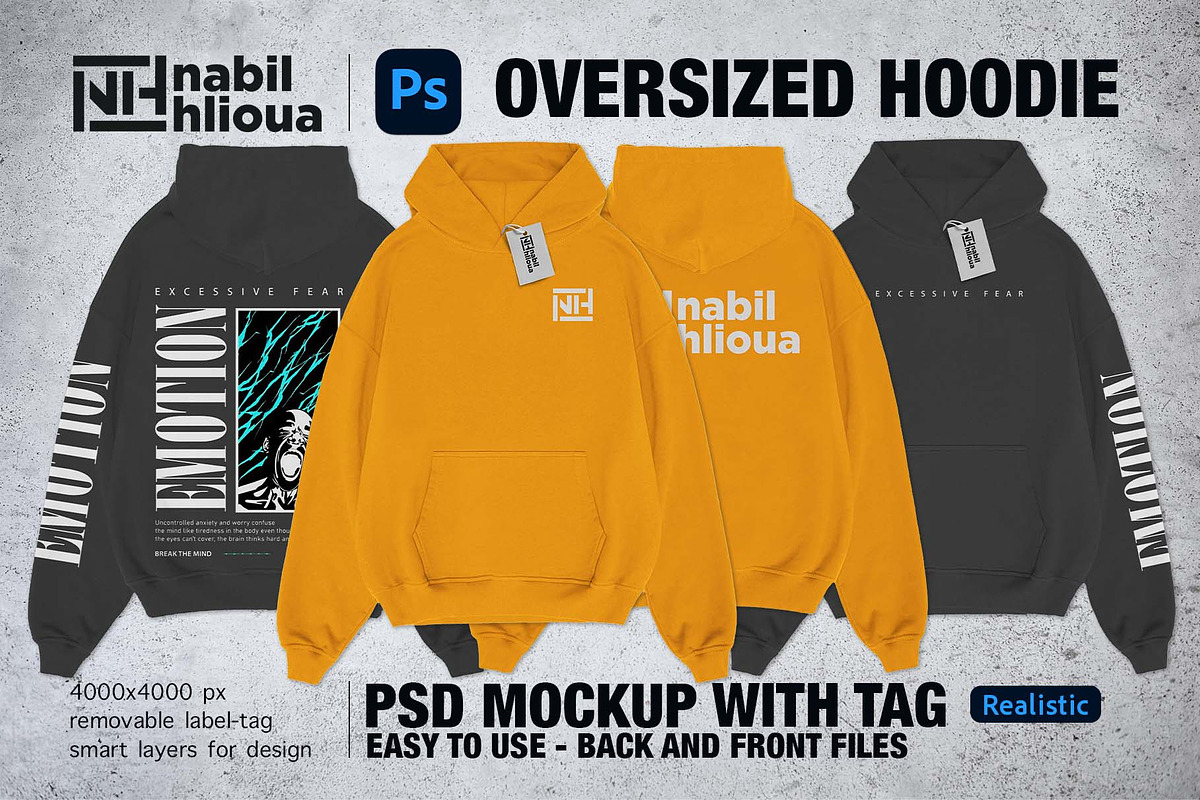 realistic oversize Hoodie PSD Mockup, a Hoody Mockup by NH graphic (Photo 1 of 4)