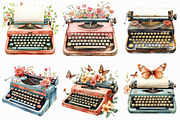 Watercolor Typewriter Clipart, an Illustration by Libby Wishes (Thumbnail 4 of 10)