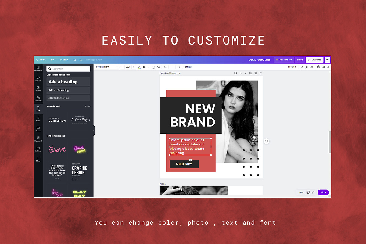 Canva Instagram Post Template Redish, a Social Media Template by Lythcreative (Photo 5 of 5)
