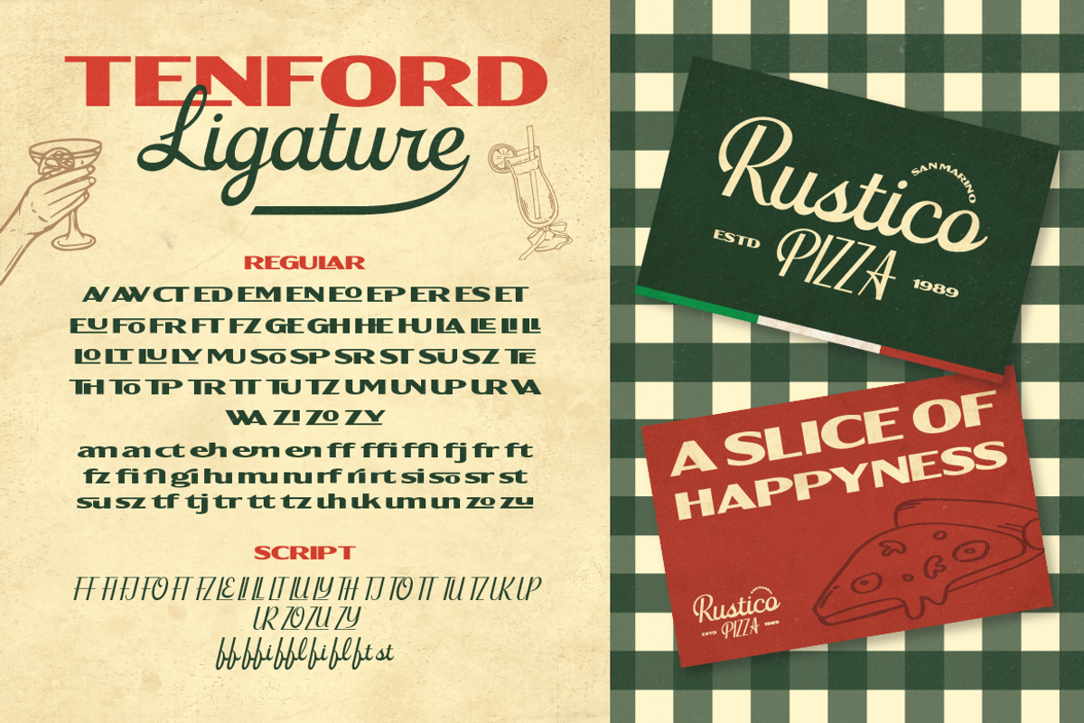 Tenford - Vintage Duo Font, a Script Font by Artisan Themes (Photo 6 of 11)