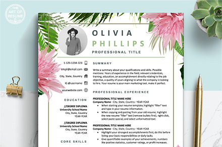 Resume Template | Creative CV Floral