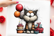 Whimsical Birthday Cat Clipart, a Transportation Illustration by Digital Artistic99 (Thumbnail 4 of 10)