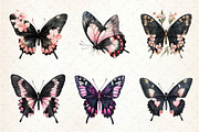 Black and Pink Butterfly Clipart, an Illustration by Dream Creation (Thumbnail 4 of 6)