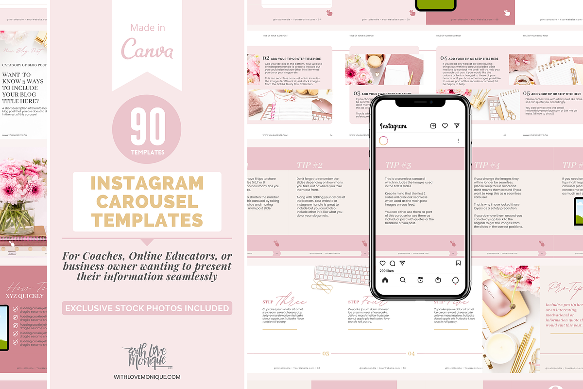 90 Instagram Carousel Canva Template, a Social Media Template by With Love Monique (Photo 8 of 12)