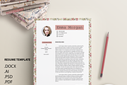 Vintage Floral CV /Resume Template M, a Resume Template by Showy68 Template (Thumbnail 3 of 3)