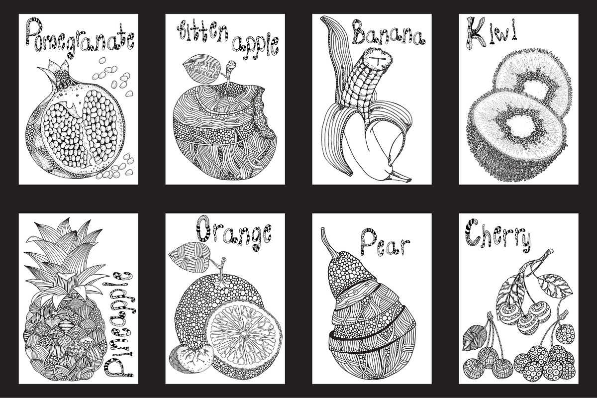 Fruits and berries - hand drawn set, a Decorative Illustration by ImHope (Photo 2 of 4)