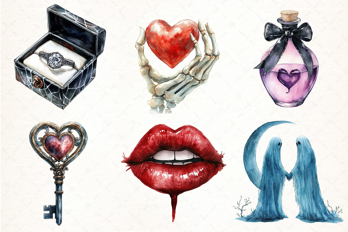 Romantic Halloween Bundle, an Illustration by Pixels.Craft (Photo 2 of 7)