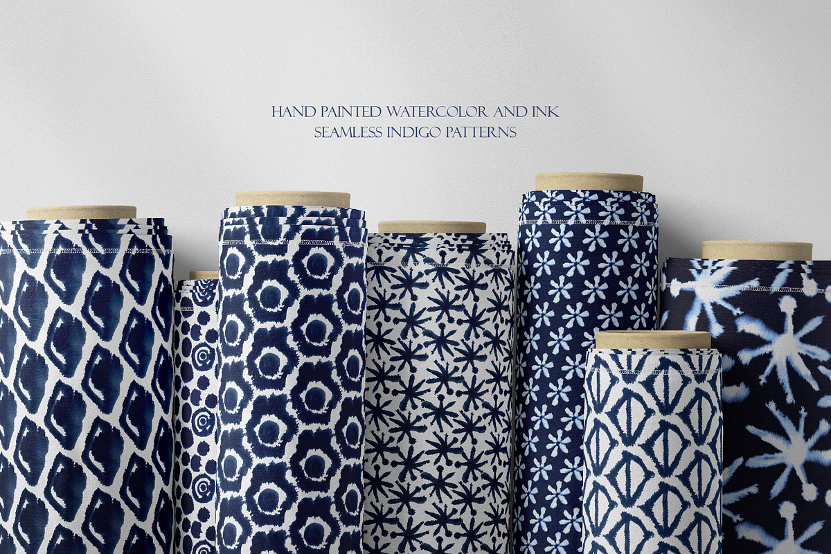 Indigo Watercolor and Ink Patterns, a Pattern Graphic by Tiger and Flower (Photo 4 of 10)