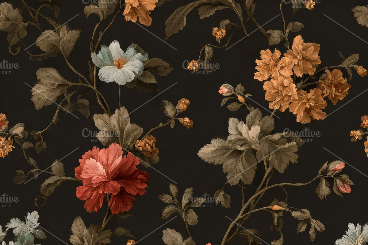Vintage Botanical Seamless Pattern, an Illustration by Virgo Studio