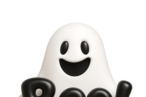 Halloween ghost with boo lettering o, an Illustration by Dvoevnore photos