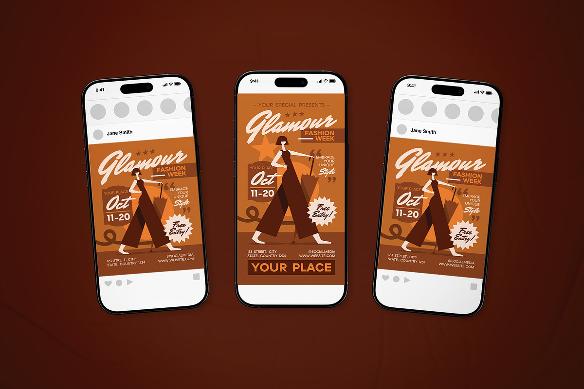 Glamour Fashion Week Event Flyer Set, a Flyer Template by The Good Store (Photo 2 of 2)