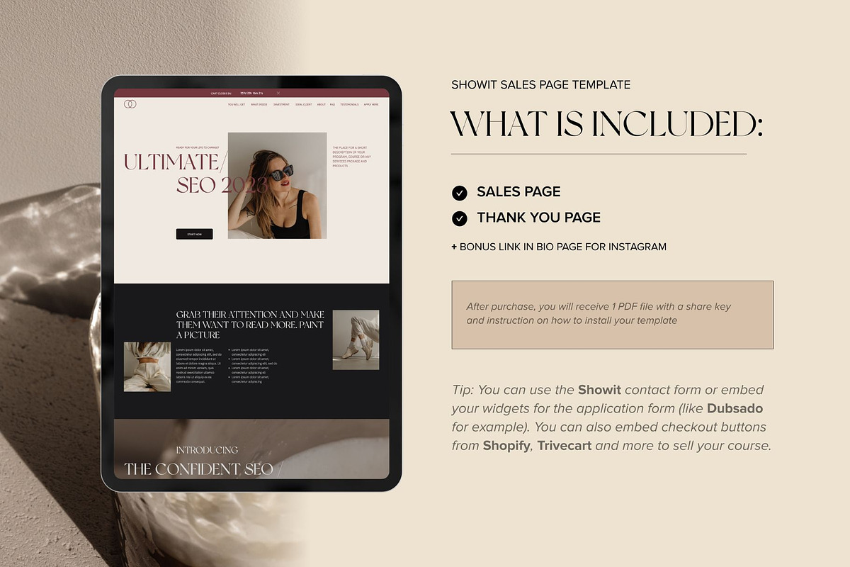 Showit Sales Page Landing page, a Landing Page Template by Digital&Chic (Photo 2 of 5)