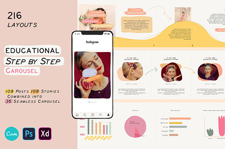 Educational Carousel Templates, a Social Media Template by Sparrow & Snow