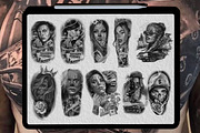 Procreate Chicano Tattoo stencil, a Brushes & More by Tattoo Worker Studio (Thumbnail 5 of 7)