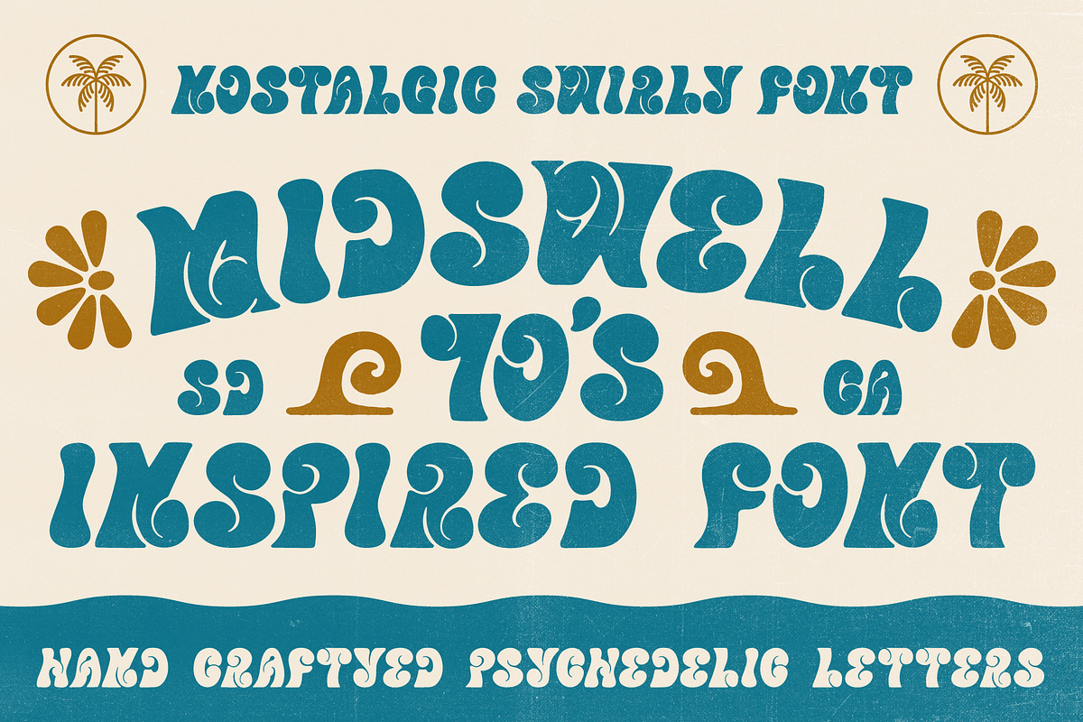Midswell 70's Typeface | Retro Font, a Sans Serif Font by NienowBrand (Photo 1 of 7)