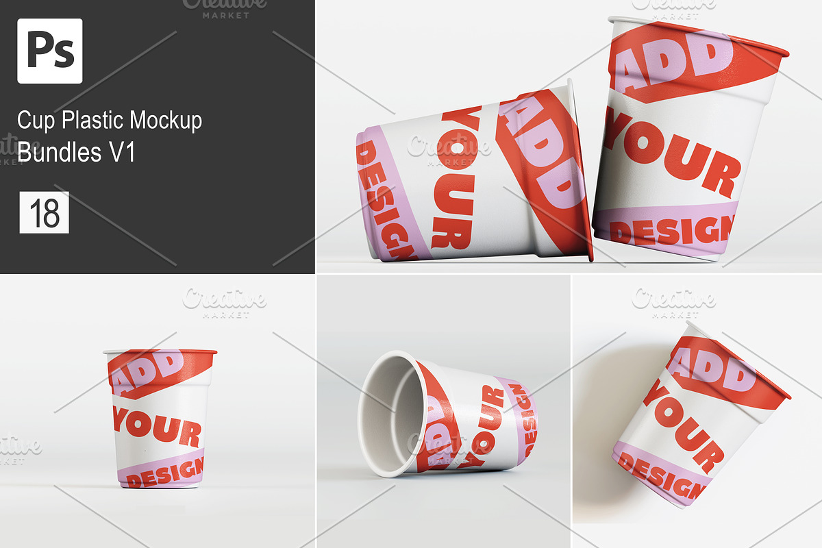 Cup plastic mockup bundles V1, a Packaging Mockup by Ambo Ampeng (Photo 1 of 19)