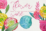 Flower Wine watercolor design set, a Decorative Illustration by Astel (Thumbnail 1 of 6)
