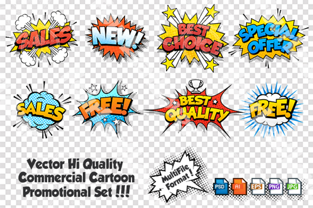 Commercial Cartoon Labels, an Illustration by FourLeafLover