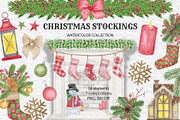 Christmas Stockings Clipart, a Decorative Illustration by KathrineWatercolor (Thumbnail 1 of 4)