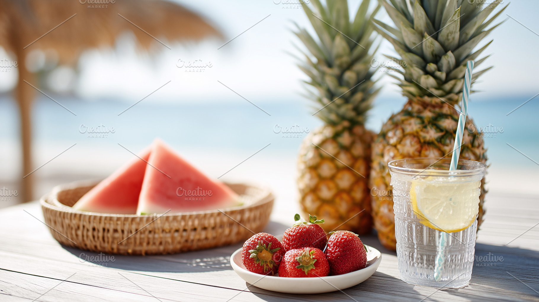 Fresh tropical fruits and lemonade, a Food & Drink Photo by MistyDay