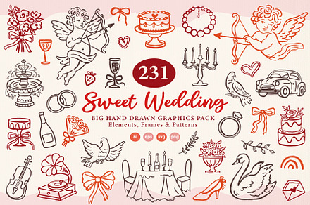 BIG Romantic Wedding Graphics Bundle