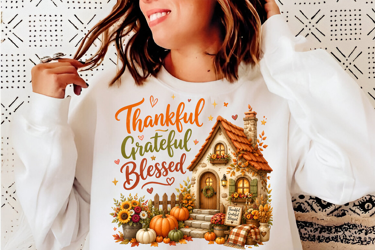 Thankful Grateful Blessed PNG, a Seasonal Illustration by SinaCreation (Photo 6 of 7)