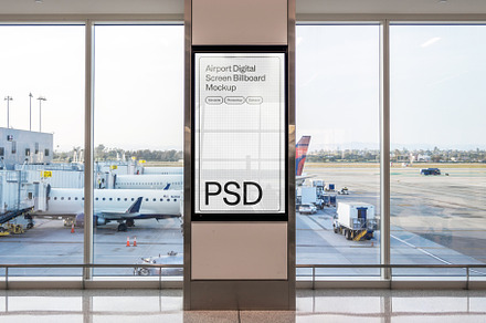 Airport Digital Screen Billboard PSD, an Advertising Mockup by Area Mockups