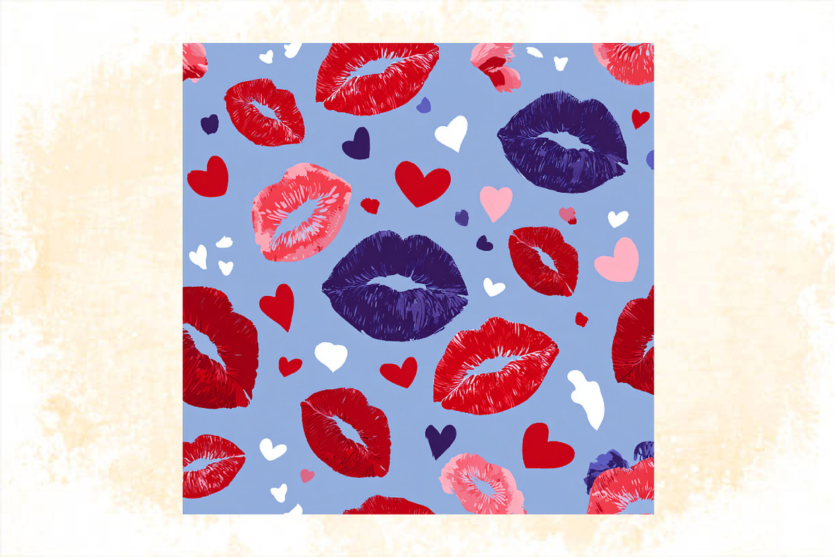Kisses Lips and Hearts Pattern, a Pattern Graphic by SVGArt (Photo 6 of 8)