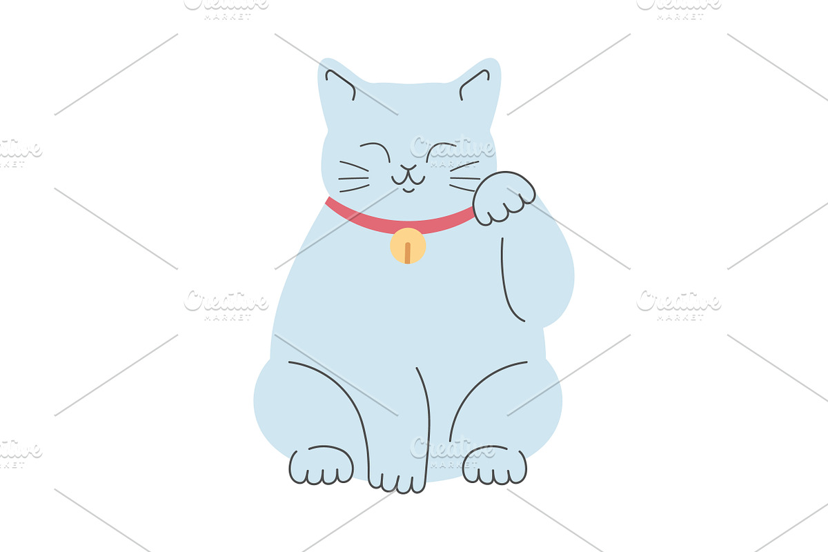 Hand Drawn Maneki Neko Lucky Cats, an Animal Illustration by PsychocheArt (Photo 3 of 4)