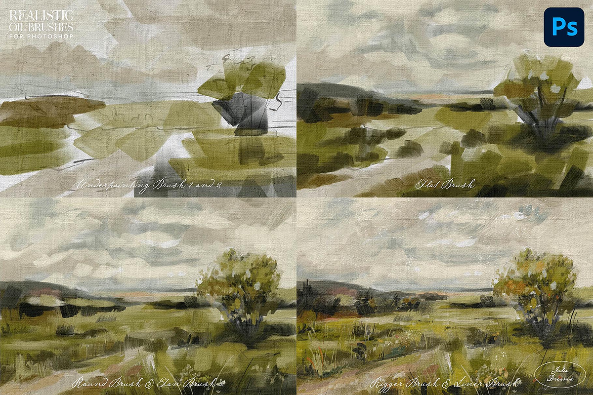 Realistic Oil Brushes Photoshop, a Brush Add-On by Julia Dreams (Photo 2 of 8)