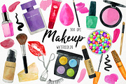 Watercolor Makeup Clipart, Cosmetics, an Object Graphic by Paulaparaula (Thumbnail 1 of 3)