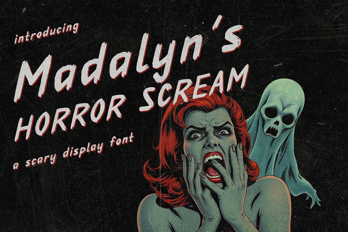 Madalyn's Horror Scream Display Font, a Handwritten Font by CuteDreamyDesign (Photo 1 of 5)