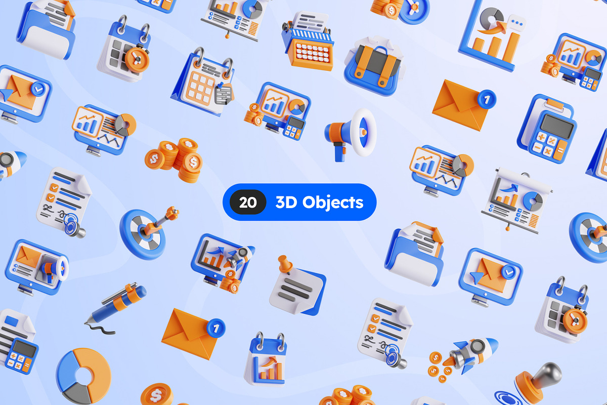 Business 3D Icons, an Object 3D Model by Rakata Studio (Photo 5 of 7)