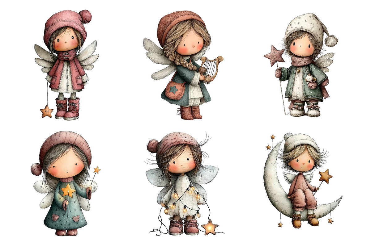 Cute Winter Angel Clipart, an Illustration by DreamArtGraphic (Photo 2 of 4)