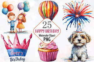 Happy Birthday Sublimation Clipart, an Illustration by RobertsArt