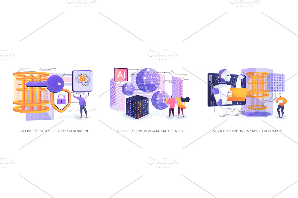 AI Advances in Quantum Tech abstract, a Technology Illustration by Visual Generation